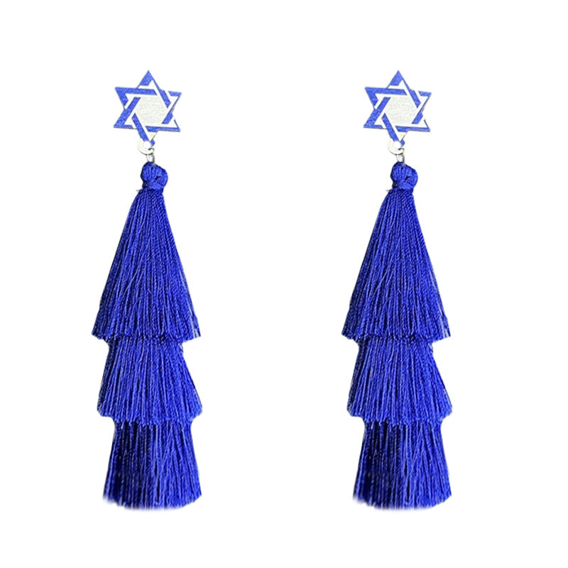 Supplies Hanukkah Holiday Accessories - Multi-layered Tassel Earrings -