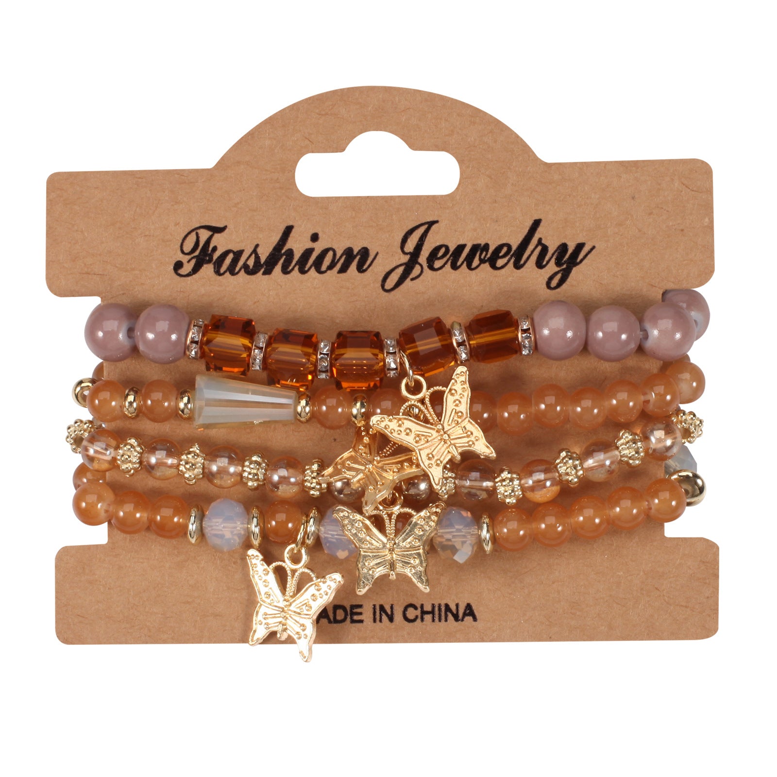 Boho Butterfly Beaded Crystal Jewelry Set