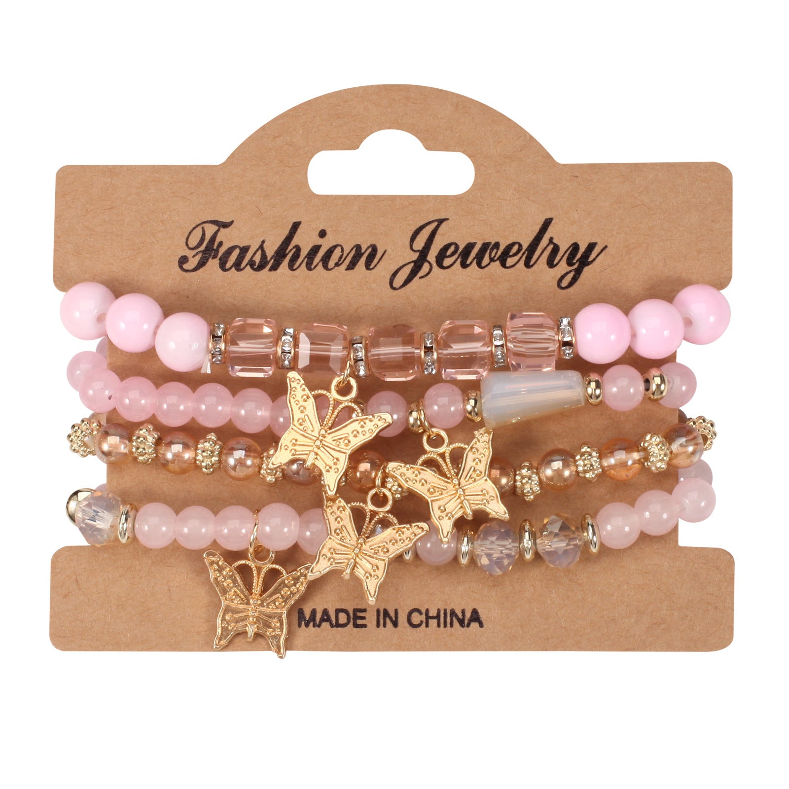 Boho Butterfly Beaded Crystal Jewelry Set