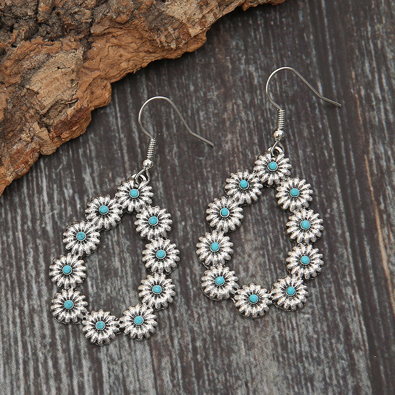 Turquoise Floral Cross Earrings for Women - product image 5