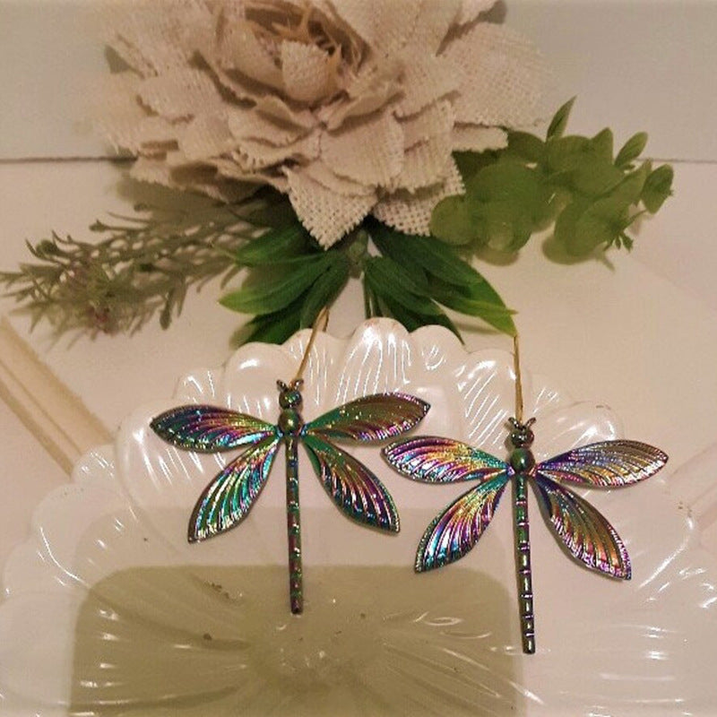 Trendy Colorful Dragonfly Alloy Earrings - Personalized Fashionable