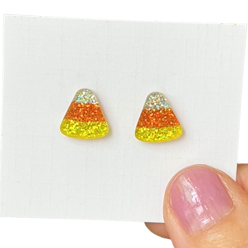 Halloween Cute Mini Sparkling Exquisite Small Earrings Cute Ghost Candy