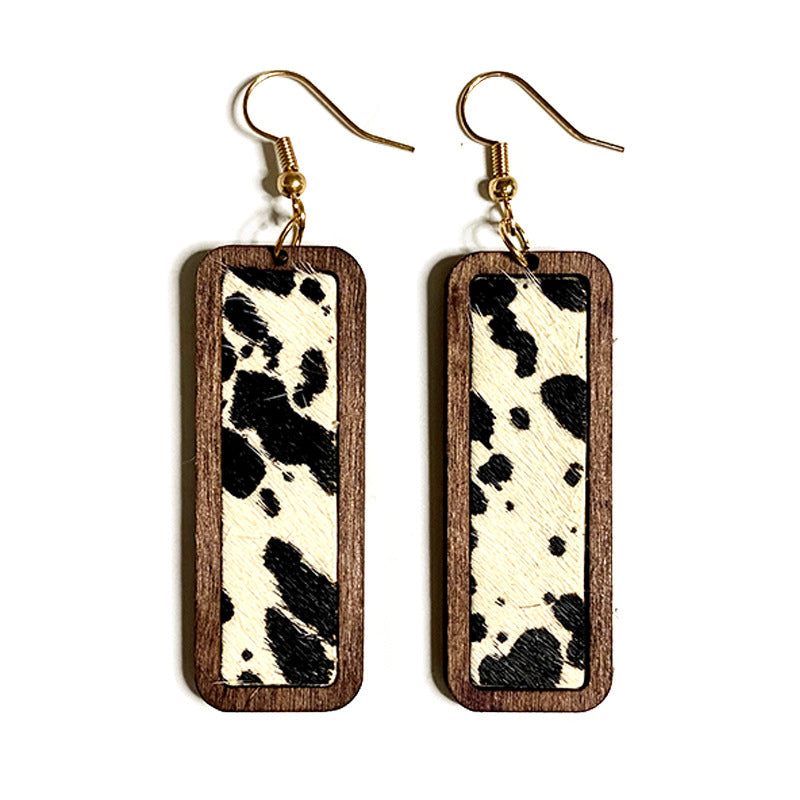 Western Vintage Geometric Cross Leather Earrings - product image 5