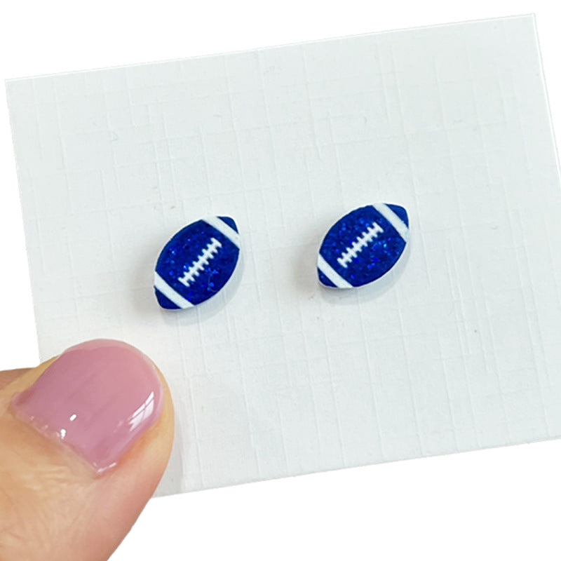 Supply: Exquisite Shiny Small Earrings in Football Colors - Multi-color Red - product image 4