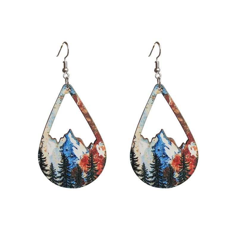 Boho Vintage Wood Earrings