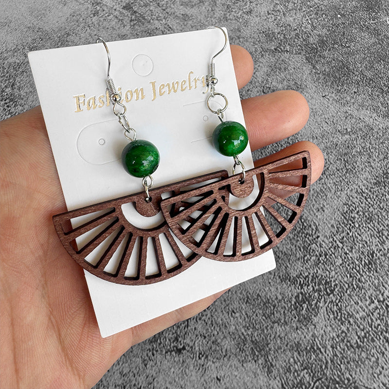 Turquoise Boho Cross Wood Earrings - product image 2