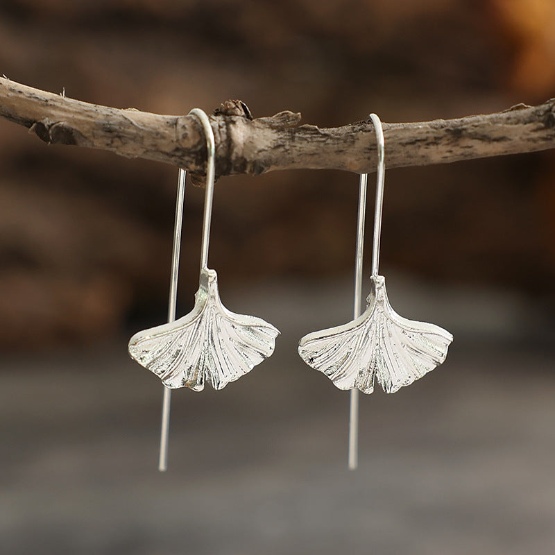 Forest-style Fresh Ginkgo Leaf Earrings - Ear Hooks for Women - Niche -