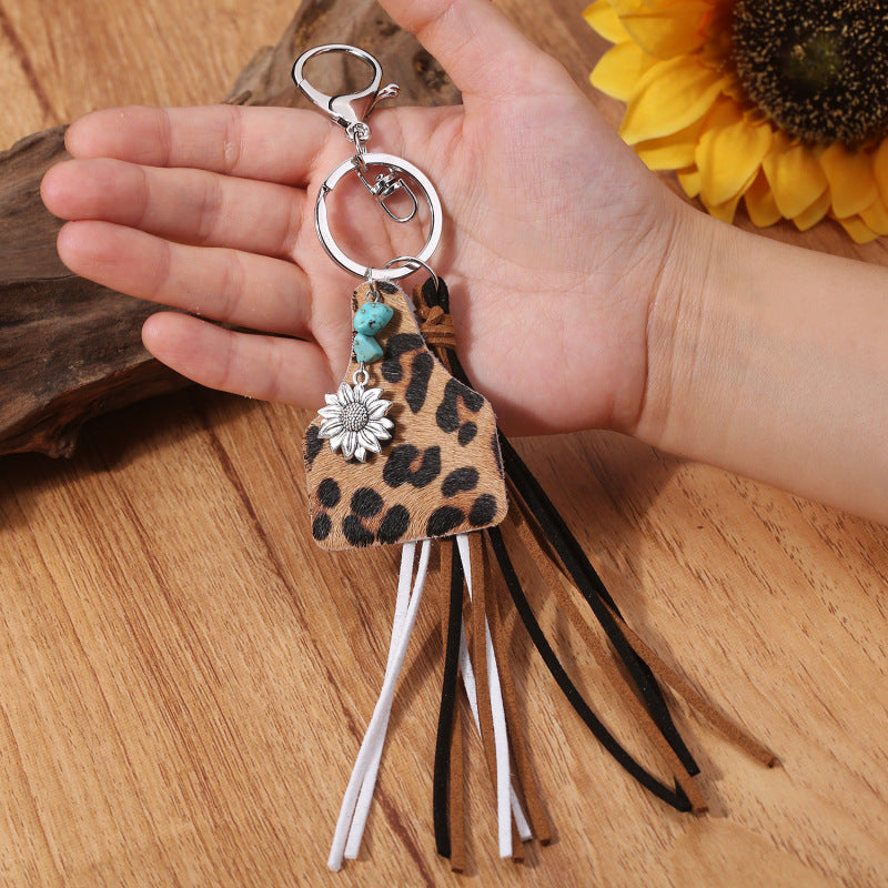 Western Turquoise Vintage Geometric Floral Keychain - product image 1