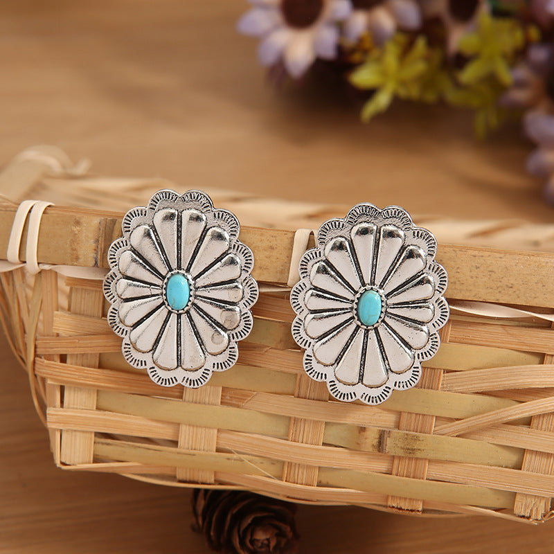 Turquoise Boho Vintage Statement Cross Earrings for Women - product image 2