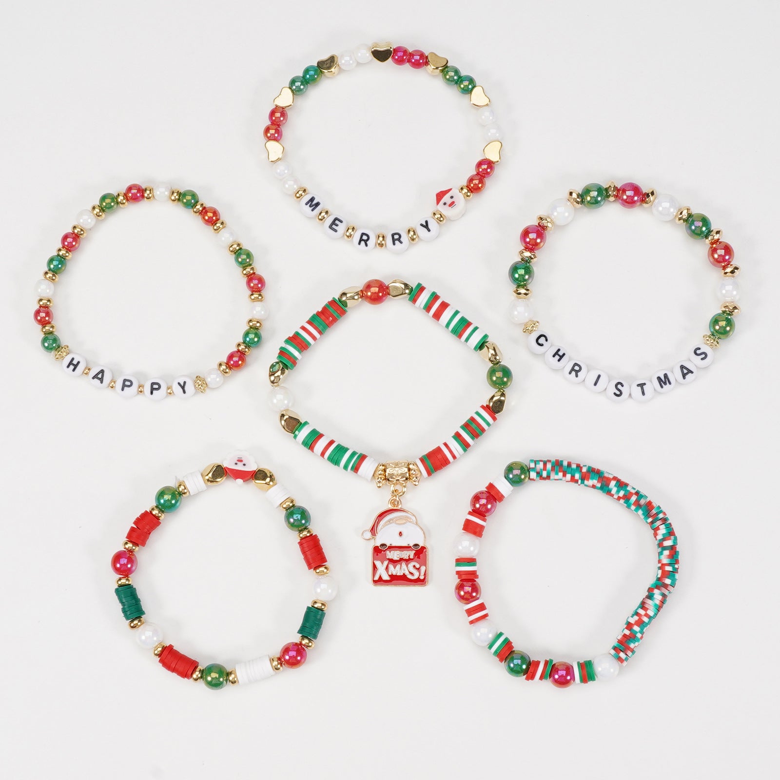 Christmas Bracelet Snowman Handmade Christmas Tree Santa Claus Reindeer