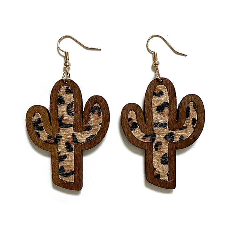 Western Horse Cactus Cross Leather Earrings - product image 5