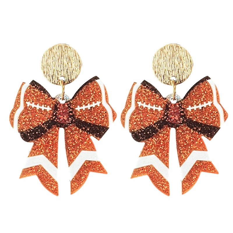 Supply: Football Game Day Shiny Atmosphere Colorful Earrings with Bow - product image 6