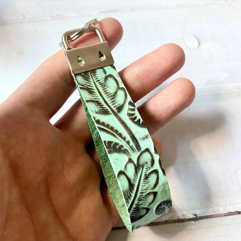 Western Vintage Cross Leather Keychain