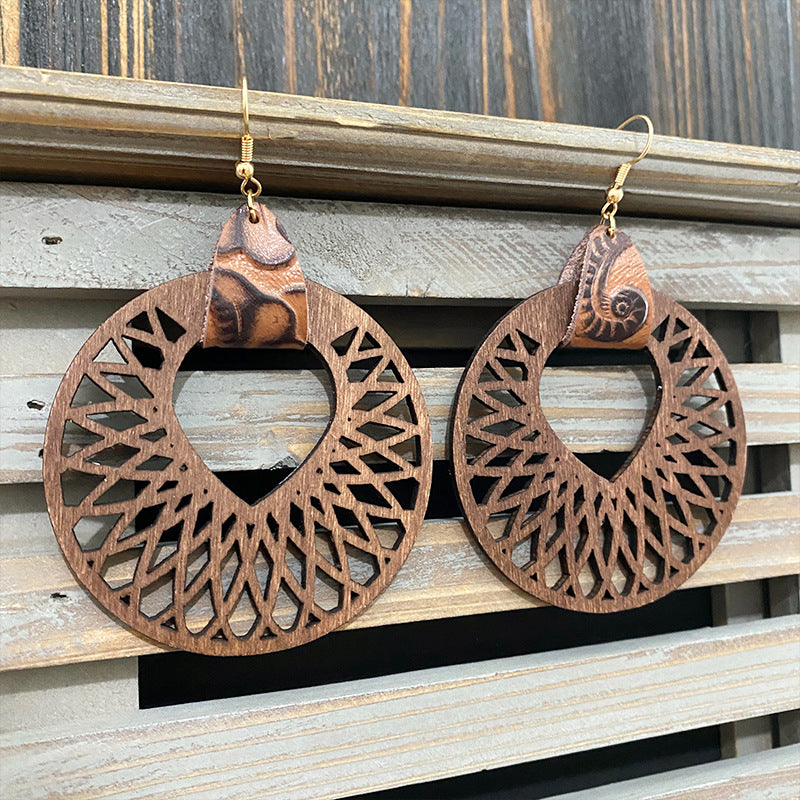 Vintage Statement Cross Wood Earrings - product image 2