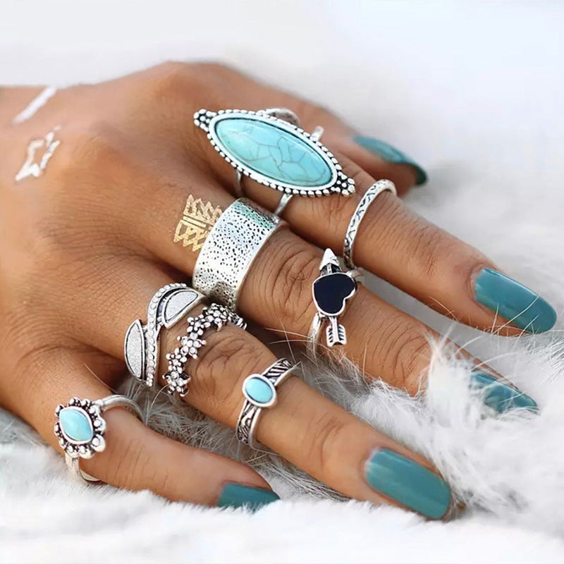 Turquoise Vintage Heart Cross Ring for Women - product image 2