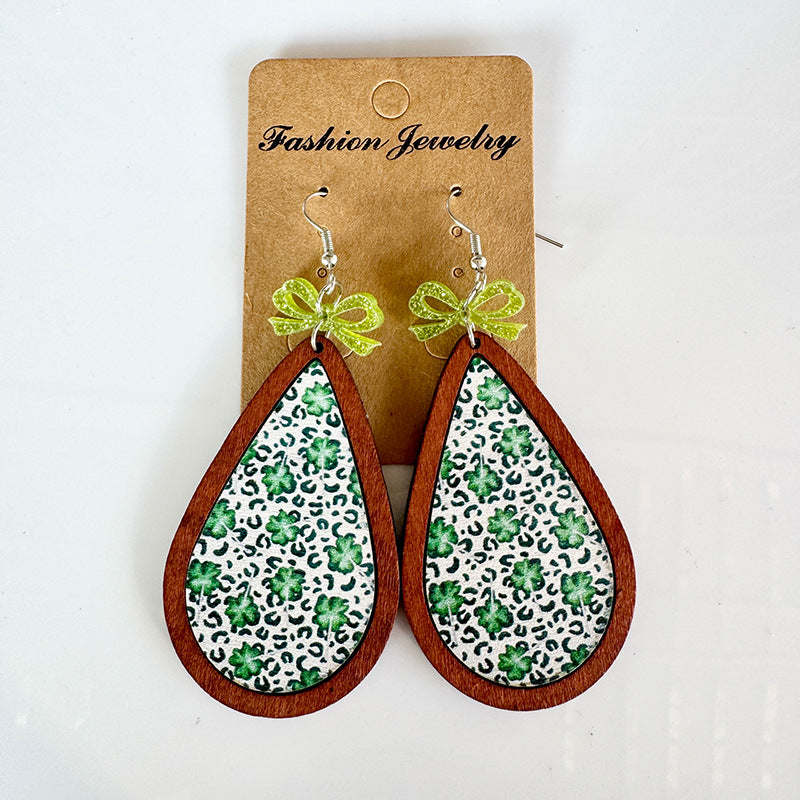 St. Patrick's Day Earrings - Bows - Water Drops - Four-leaf Clovers - Green - product image 8