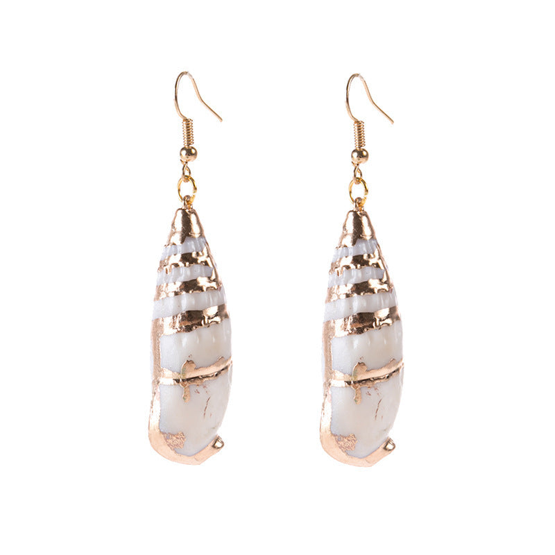 2019aliexpress's Gold-rimmed Ocean-style Conch and Shell Earrings Are - product image 8