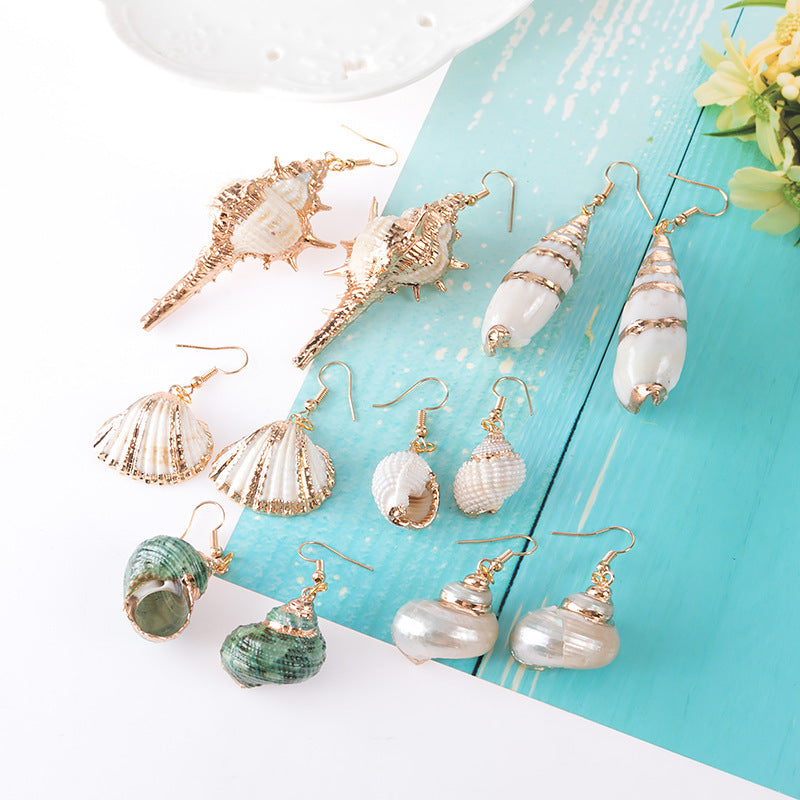 2019aliexpress's Gold-rimmed Ocean-style Conch and Shell Earrings Are - product image 11