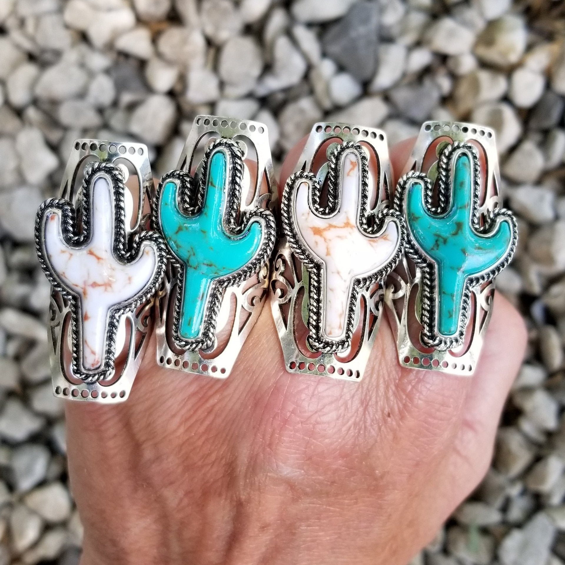 Turquoise Cactus Cross Ring - product image 2