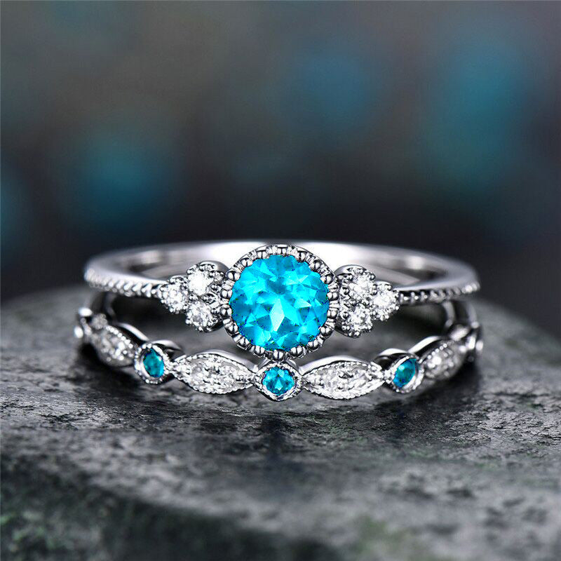 Ring Fashionable Zircon Ring for Women Two-piece Set of Micro-inlaid Emerald - product image 17