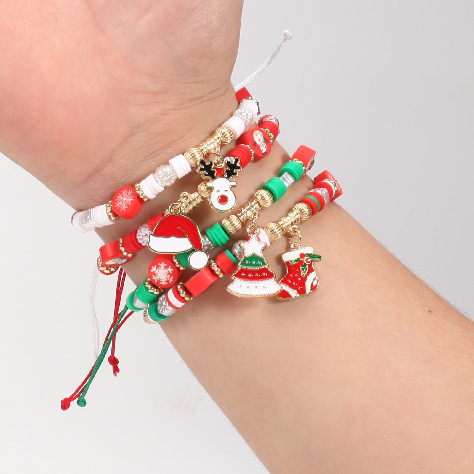 Christmas Bracelet Braided Adjustable Bracelet Snowman - Christmas Tree - - product image 4