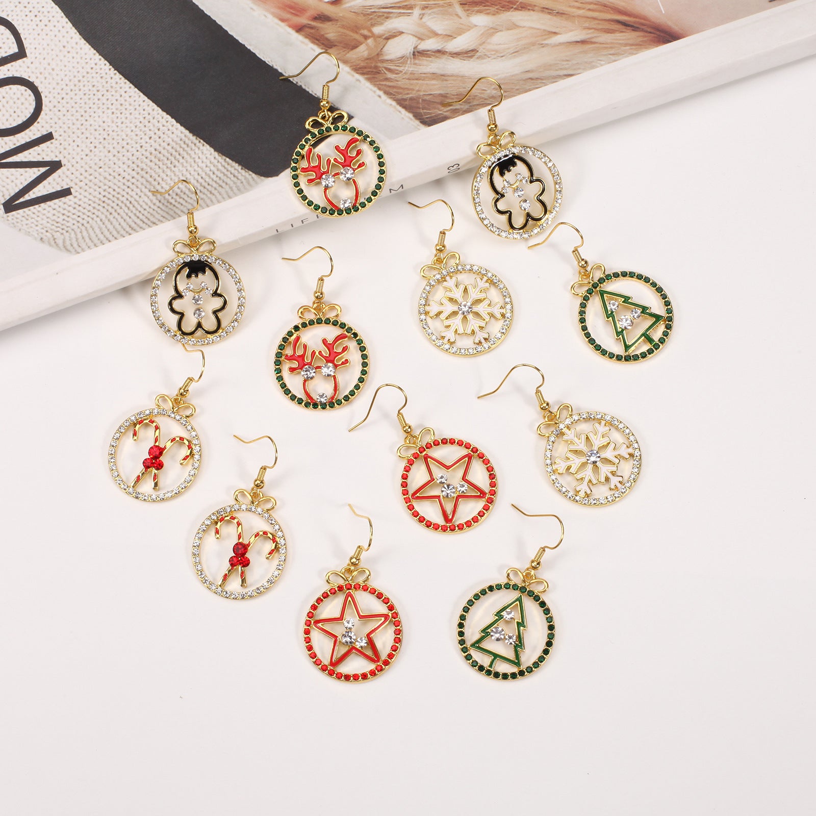 Christmas Earrings: Reindeer Antlers - Christmas Tree - Snowman - Pentagram - - product image 2