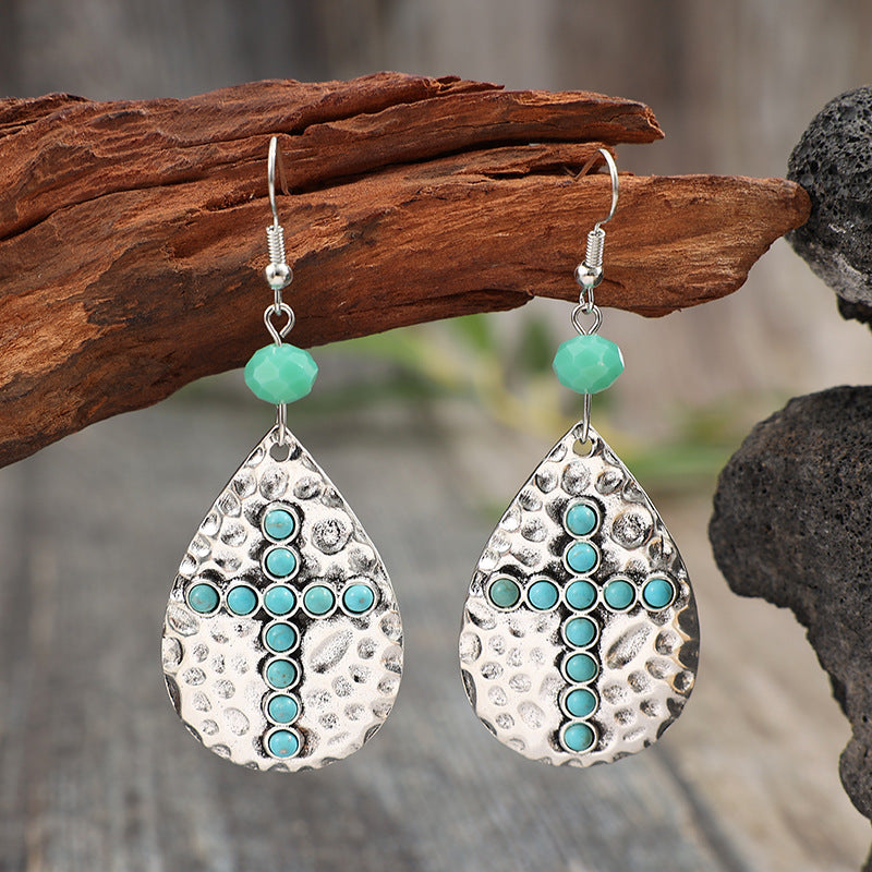 Turquoise Boho Cross Earrings - product image 4