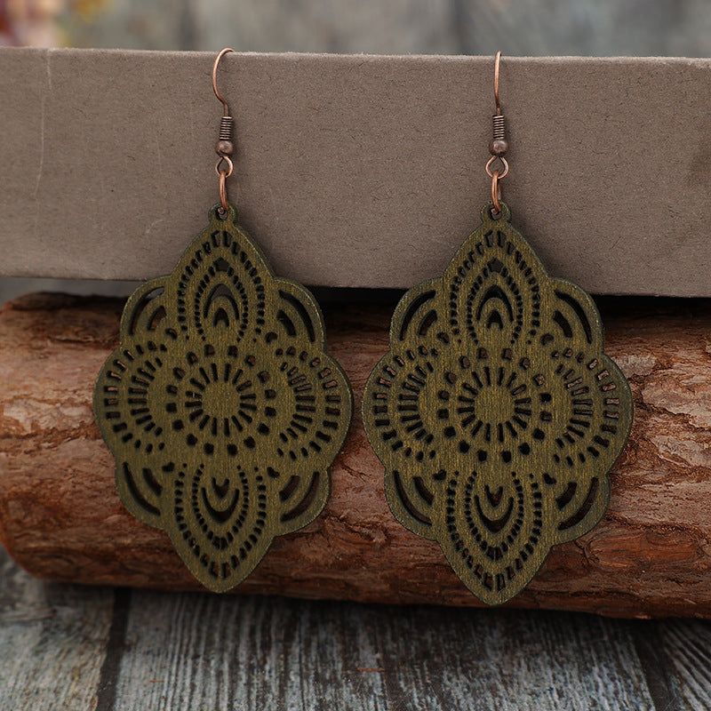 Vintage Floral Cross Wood Earrings - product image 14
