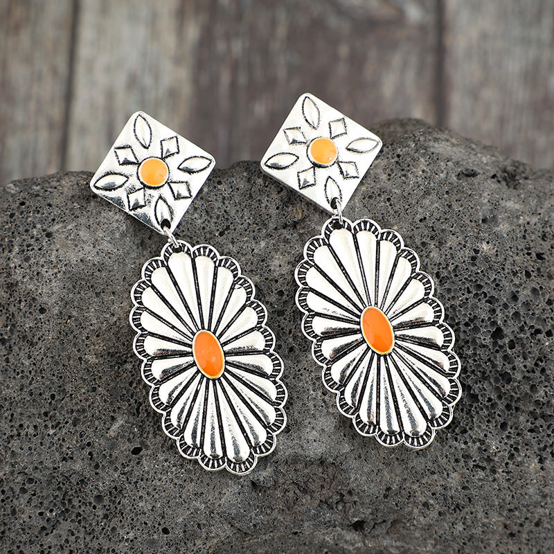 Boho Vintage Cross Resin Earrings