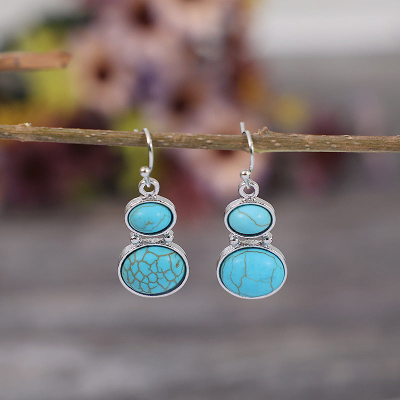 Turquoise Boho Vintage Cross Earrings - product image 2