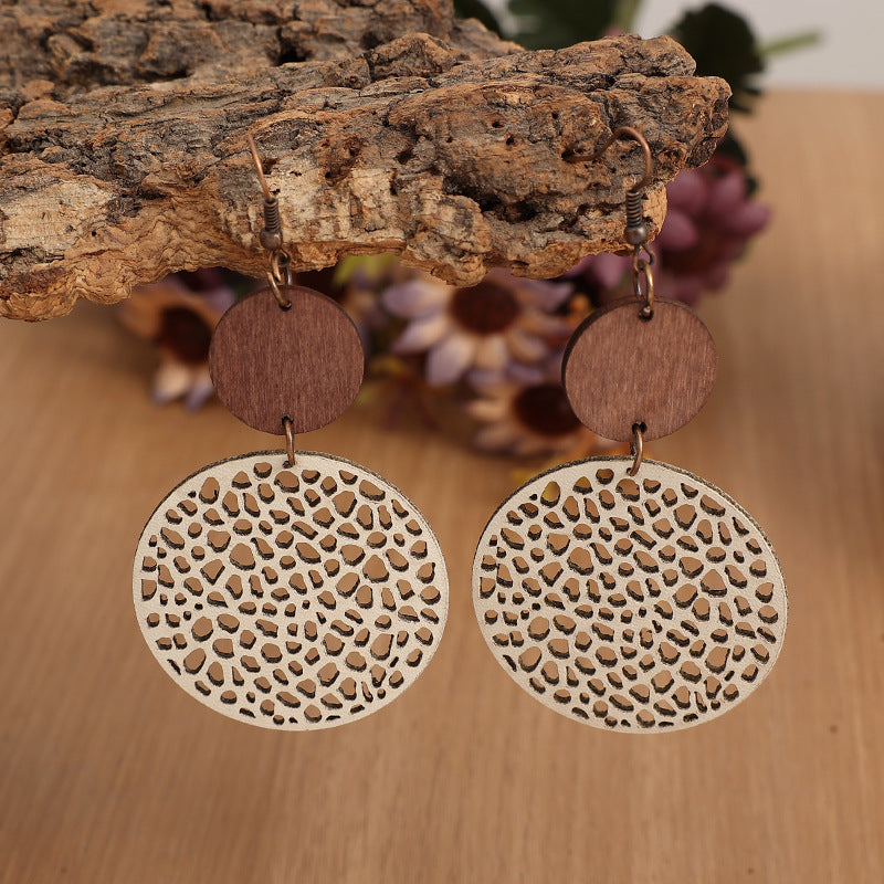 Boho Vintage Cross Wood Leather Earrings - product image 17