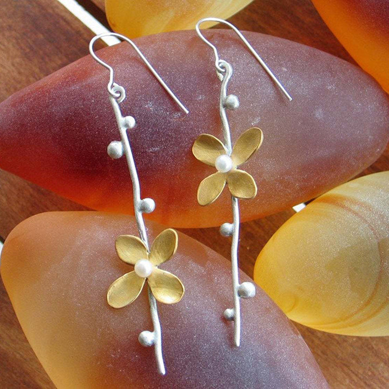 Boho Vintage Floral Cross Earrings