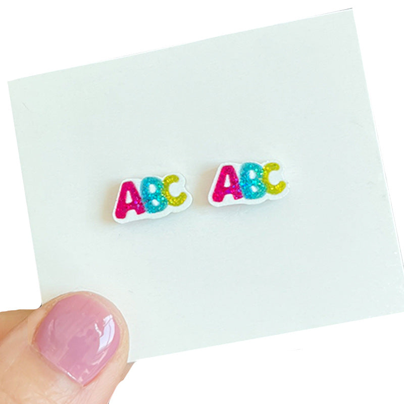 Products: Teacher Zhou's Small and Exquisite Sparkling Earrings - Apple