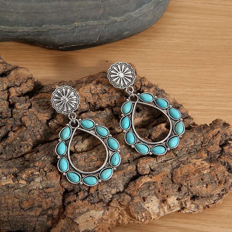 Turquoise Vintage Statement Cross Earrings for Women - product image 5