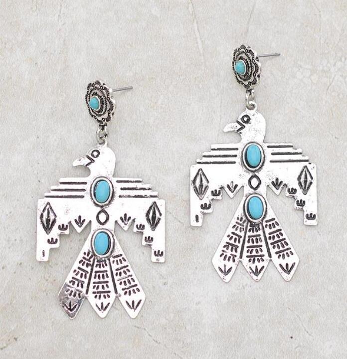 Turquoise Vintage Floral Cross Earrings - product image 5