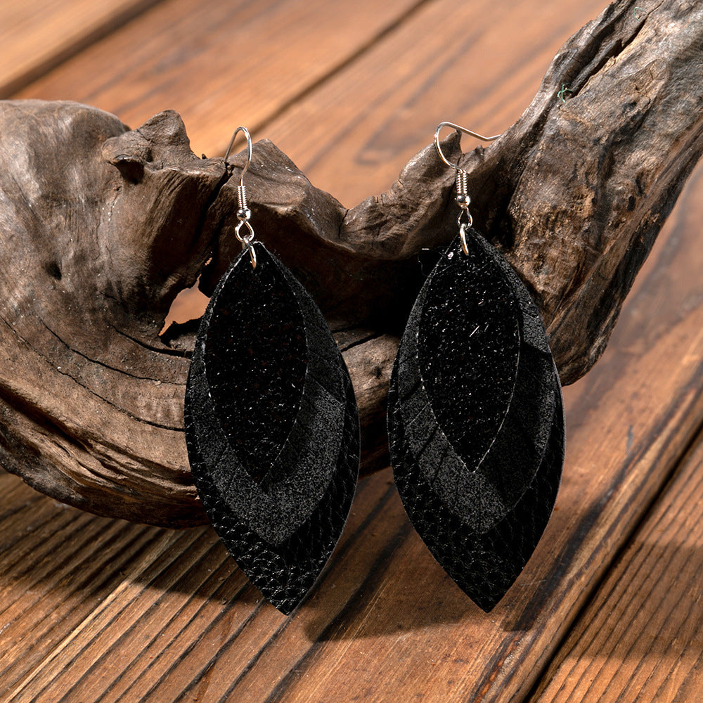 Cross Leather Earrings - product image 2