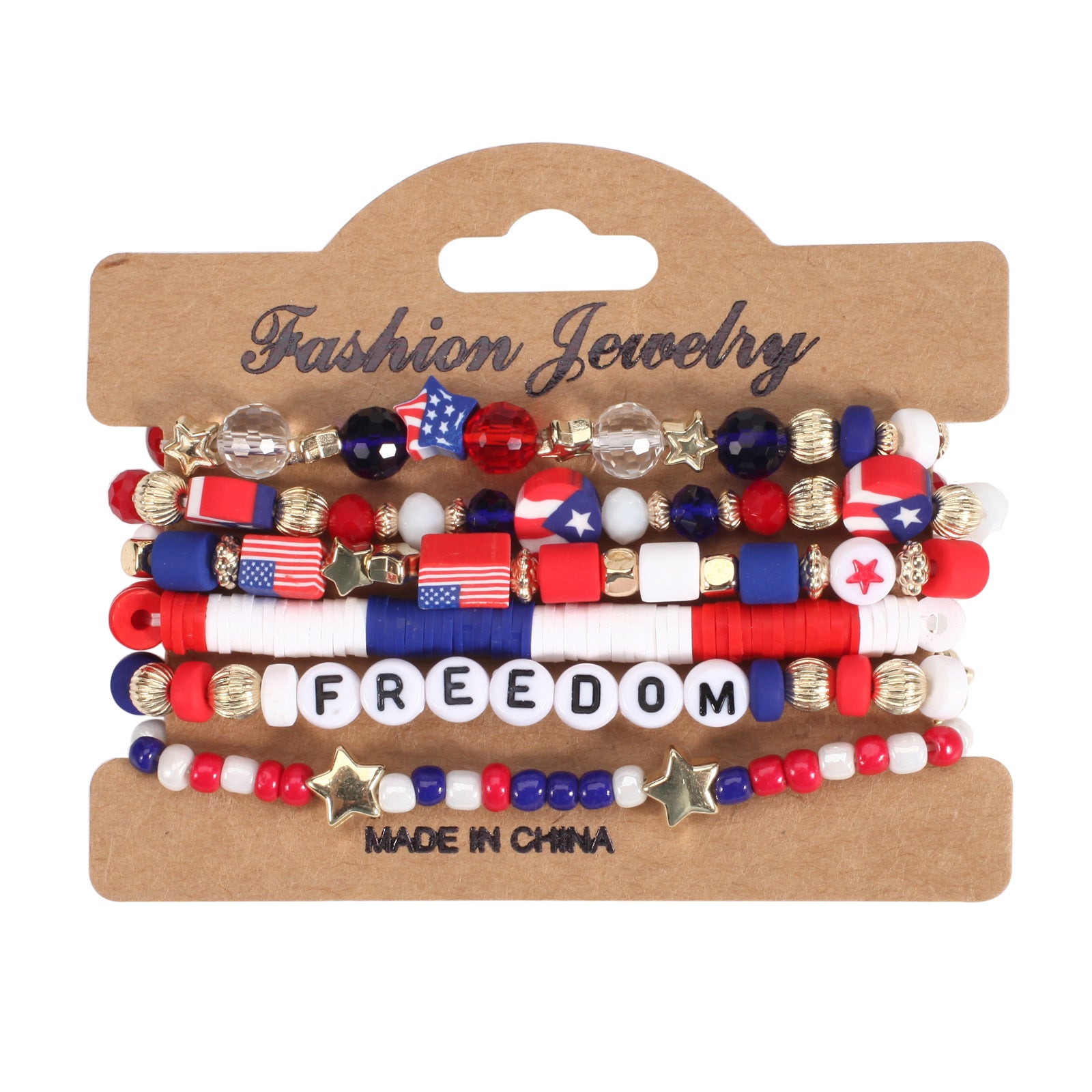 Flag Beaded Crystal Bracelet
