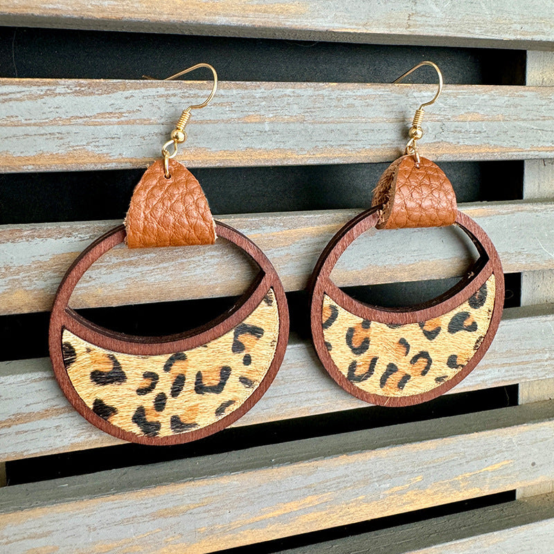 Western Statement Geometric Cross Leather Earrings - product image 10