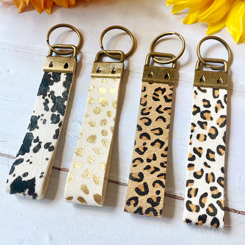 Boho Vintage Horse Cross Leather Keychain