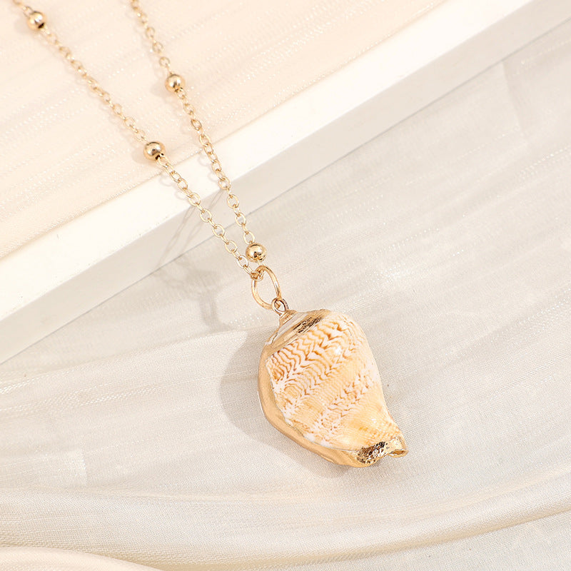 2019aliexpress : Ocean‑style Necklace with Gold‑trimmed Seashells and Conch - product image 23