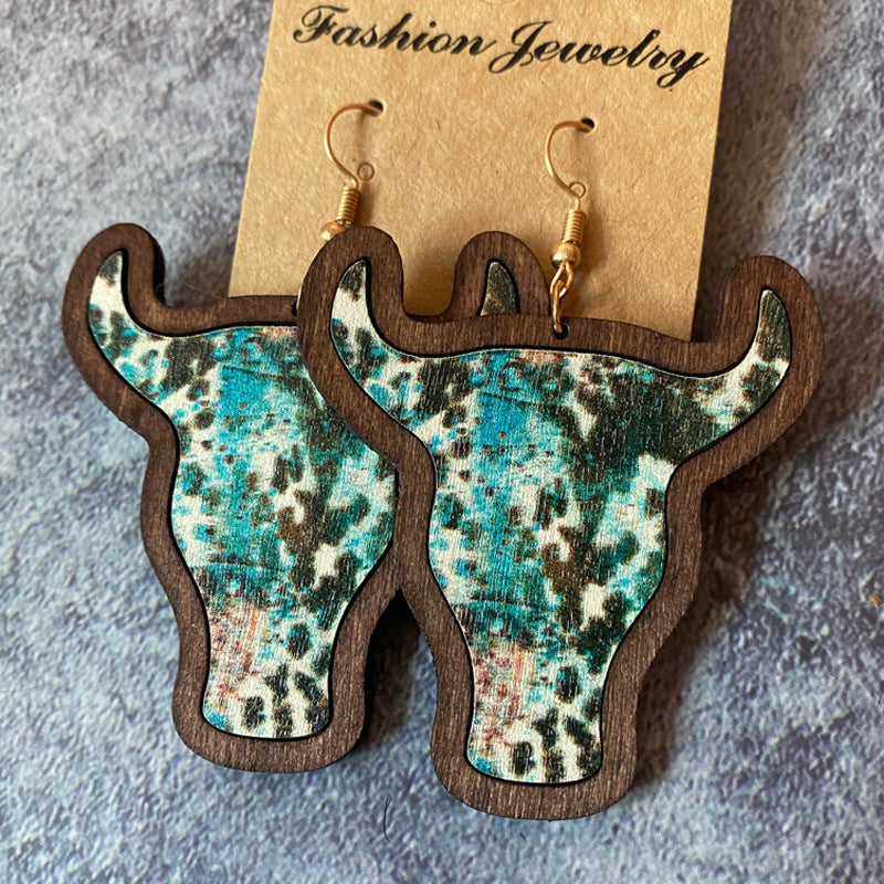 Western Boho Vintage Cow Skull Cross Earrings - product image 8