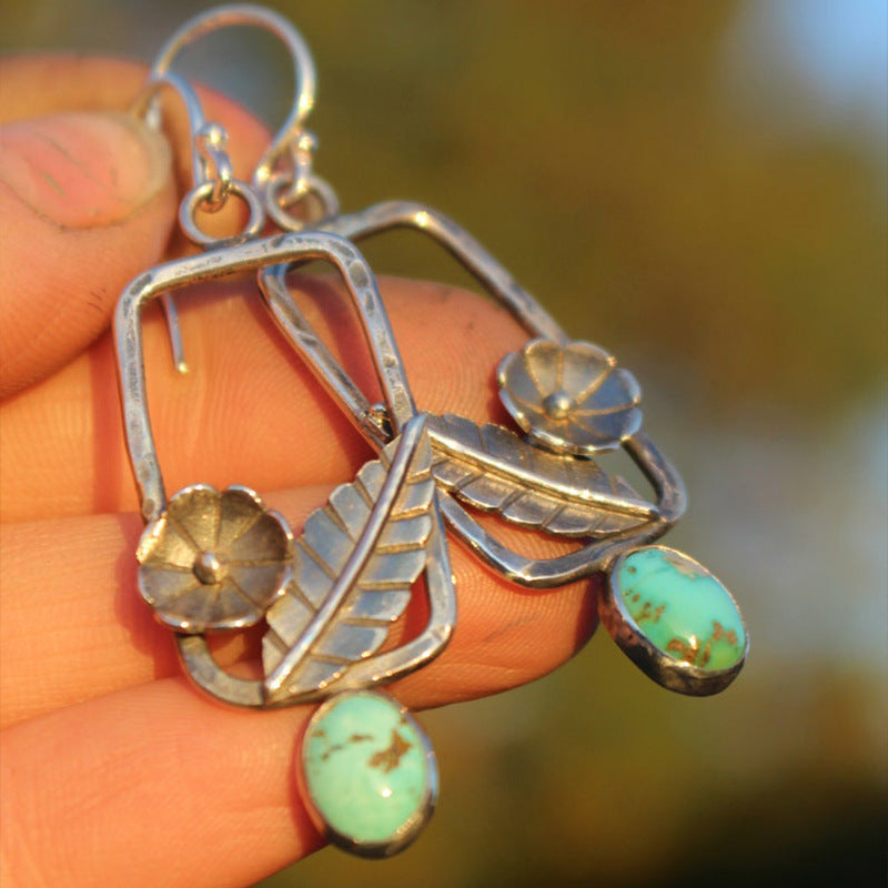 Turquoise Vintage Geometric Floral Earrings for Women - product image 4