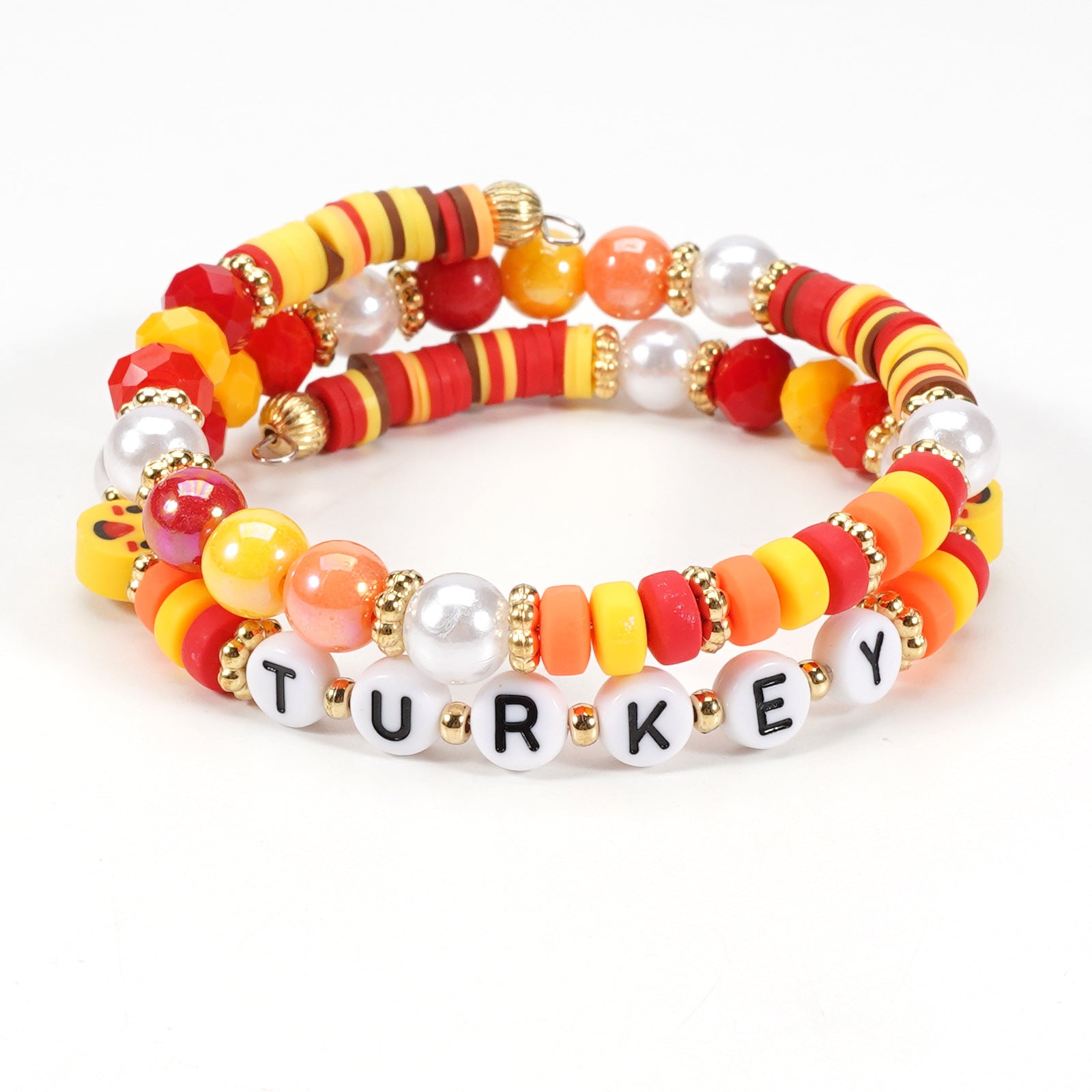 Thanksgiving Bracelet Autumn Maple Leaf Turkey Pumpkin Cartoon Cute Twisted