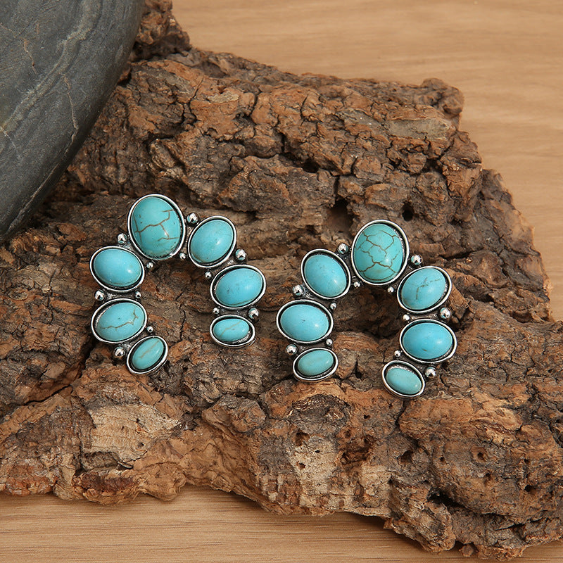 Western Turquoise Vintage Cross Earrings - product image 4