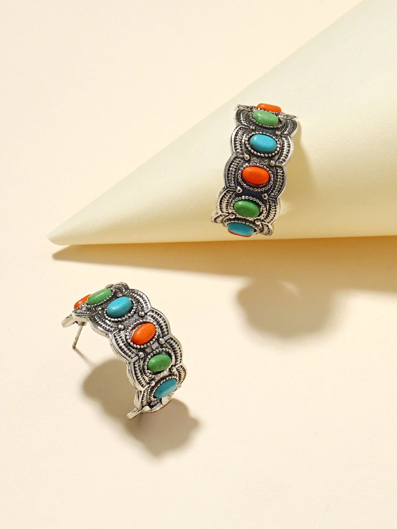 Turquoise Vintage Geometric Cross Earrings - product image 10