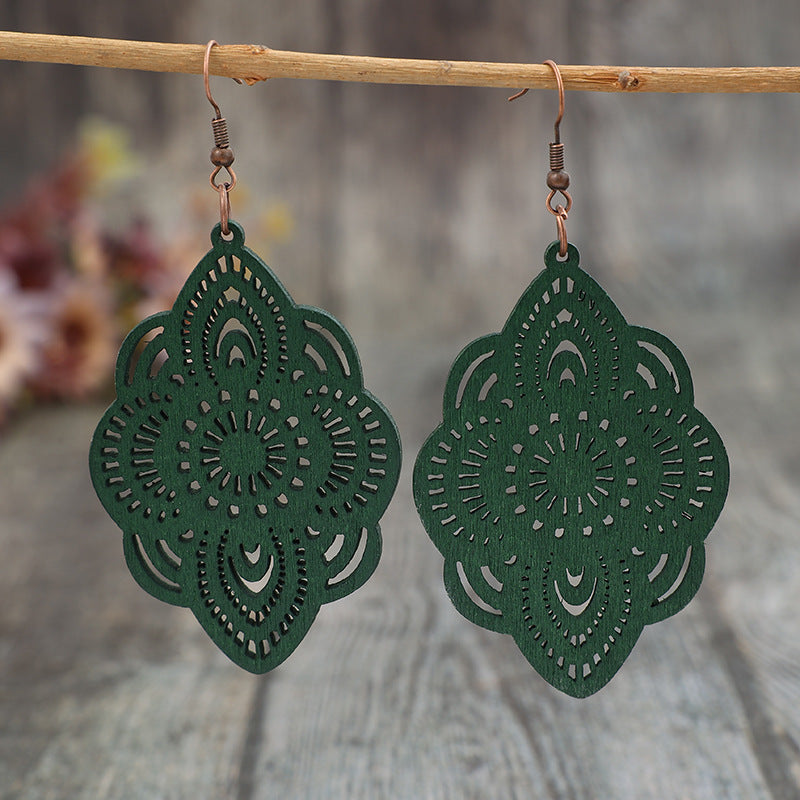 Vintage Floral Cross Wood Earrings - product image 1