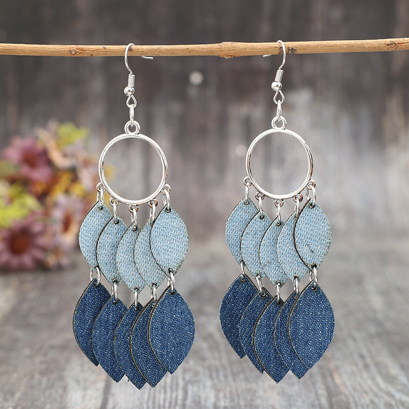 Vintage Statement Cross Leather Earrings - product image 1