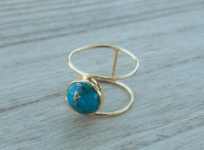 Turquoise Vintage Resin Ring for Women