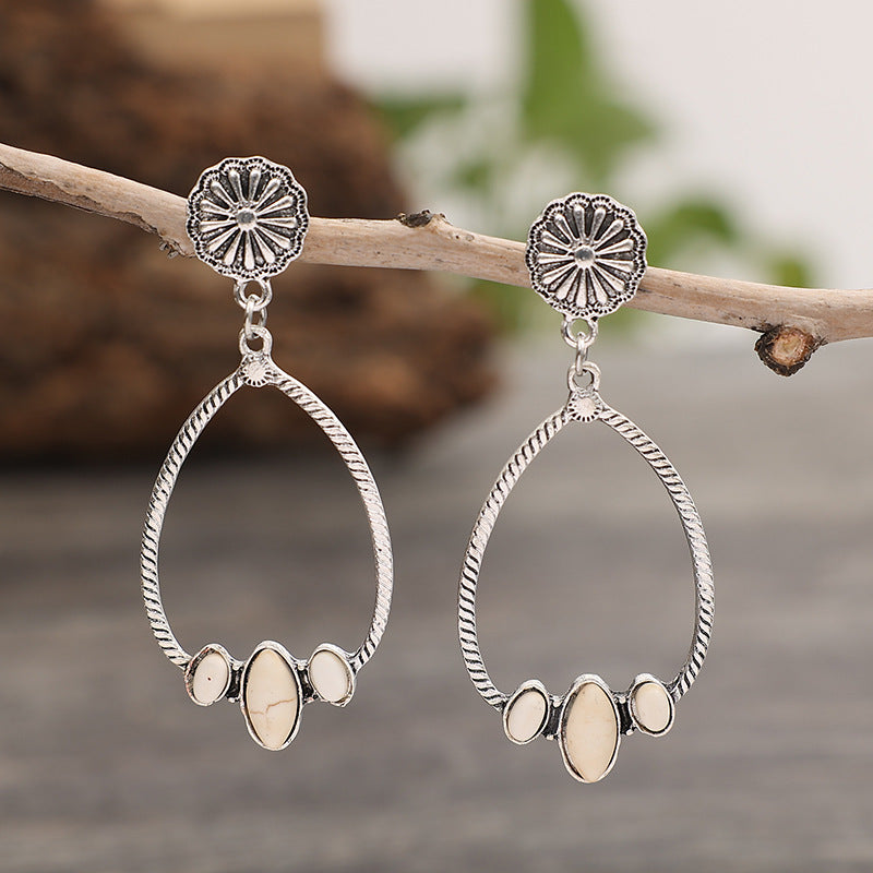 Turquoise Statement Floral Earrings - product image 3