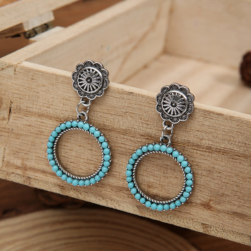 Turquoise Vintage Geometric Cross Earrings - product image 3